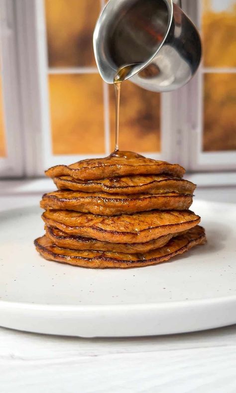 These two ingredient sweet potato pancakes 🥞will blow you away! This recipe is so healthy, delicious, and kid friendly too! Sweet Potato Pancakes For Baby, Sweet Potato Pancakes Healthy, Healthy Lemon Ricotta Pancakes, Sweet Potato Pancakes Vegan, Butternut Squash Pancakes, 2 Ingredient Pancakes, Sweet Potato Pancakes Recipe, The Modern Nonna, Modern Nonna