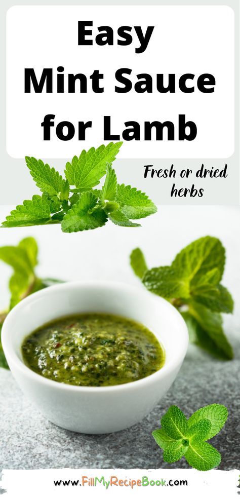 Easy Mint Sauce for Lamb recipe ideas to create at home that uses only 3 ingredients and simple, goes with lamb and other meat very well. mintsauce, sauces, recipes, homemade, family, condiments Mint Jelly For Lamb, Mint Sauce For Lamb, Mint Recipes Fresh, Lamb Sauce, Sauces Recipes, Roasted Chicken And Potatoes, Mint Yogurt, Lamb Chop Recipes, Mint Simple Syrup