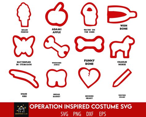 Halloween Operation Costume, Operations Game Costume, Operations Halloween Costume, Operation Game Halloween Costume, Art Teacher Costumes For Halloween, Operation Costume Pieces Template, Operation Game Costume Template, Operation Halloween Costume Diy, Operation Costume Diy