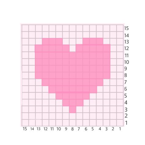 Tapestry Crochet Granny Square, Crochet Heart Tapestry, Crochet Tapestry Granny Squares, Tapestry Granny Square, Cute Crochet Graphs, Heart Pixel Grid, Easy Crochet Graph, Crochet Pixel Graph, Pixel Grid Crochet Easy Simple