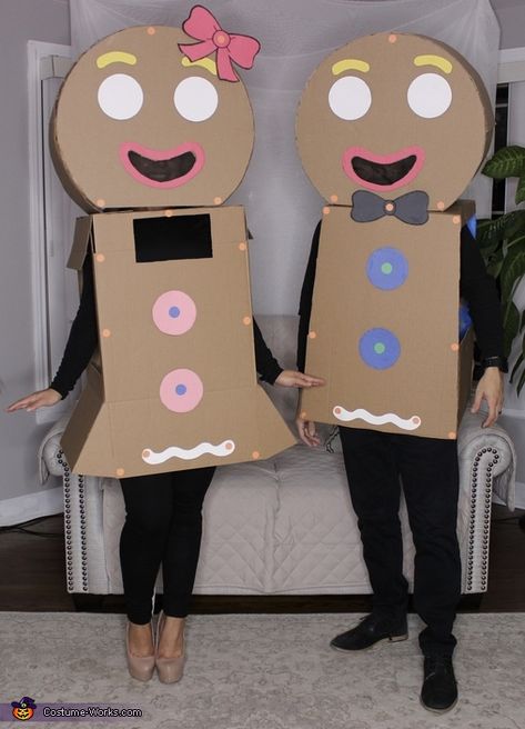 Gingerbread Halloween Costume, Gingerbread Diy Costume, Diy Gingerbread Costume, Gingerbread Costume Diy, Gingerbread Man Halloween Costume, Gingerbread Man Costume, Gingerbread Costume, Cardboard Costumes, Gingerbread Man Costumes