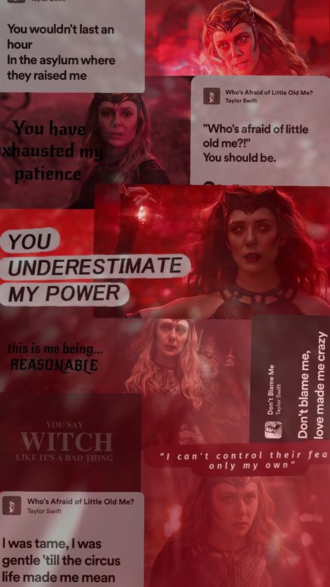 wanda maximoff / Scarlett witch lyrics/quotes Wanda Maximoff Quotes, Don't Blame Me Taylor Swift, Underestimate Me, Scarlett Witch, Lyrics Quotes, Wanda Maximoff, Lyric Quotes, Looking Up, Taylor Swift