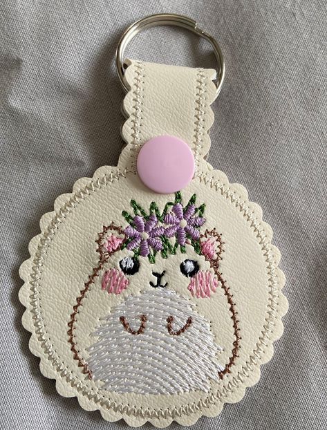 Cute Hamster, Cottagecore Art, Cute Hamsters, Snap Fasteners, Metal Ring, Off White Color, Key Fobs, Embroidery Thread, Metal Rings