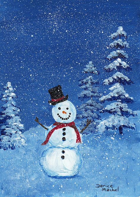 Let It Snow by Darice Machel McGuire Let It Snow Painting, Snow Man Painting, Acrylic Painting For Kids, Jerry Wallpapers, Snow Painting, Tom And Jerry Wallpapers, Man Painting, Christmas Art Projects, It's Snowing