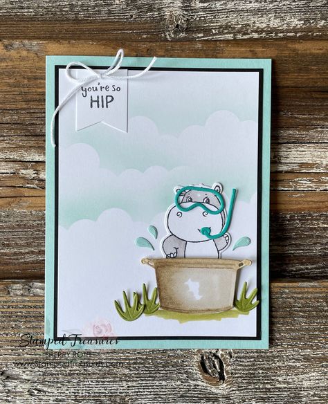 Stamping Up Hippest Hippos, Hippest Hippos Stampin Up Cards Birthday, Su Hippest Hippos Cards, Happy Hippo Stampin Up Cards, Stampin Up Happiest Hippos, Stampin Up Hippest Hippos Cards, Hippest Hippos Stampin Up Cards, Stampin Up Hippest Hippos, Handmade Thank You Cards