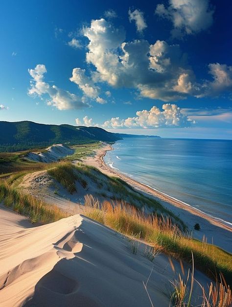 Sleeping Bear Dunes Michigan, Vacation 2024, Sleeping Bear, Lake Michigan, Michigan, Watercolor Paintings, Good Morning, Sleep, Lake