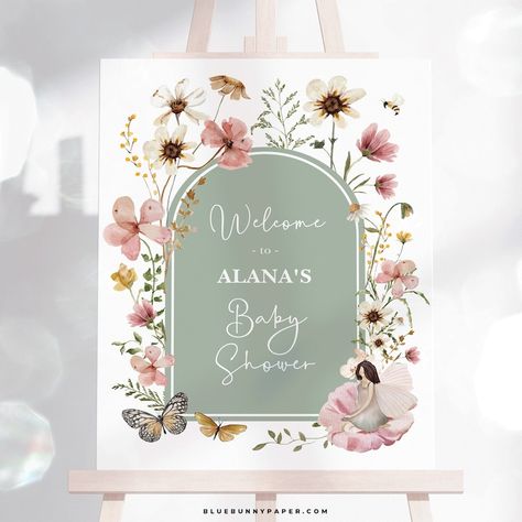 Sage Green Fairy Baby Shower Welcome Sign Wildflower Fairy Garden Birthday Party Decor Muted Pink Enchanted Fairy EDITABLE TEMPLATE FA5 - Etsy Fairy Garden Birthday, Garden Birthday Party, Fairy Baby Showers, Pink Centerpieces, Fairy Garden Birthday Party, Fairy Baby, Enchanted Fairy, Dusty Blush, Green Baby Shower