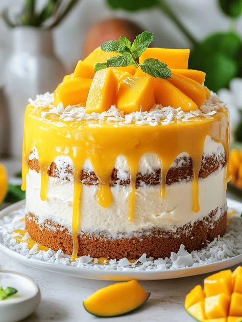 Tropical Mango Coconut Layer Cake Recipe – A Slice of Paradise! Mango Cake Recipe, Coconut Layer Cake, Mango Cake, Layer Cake Recipes, Mango Coconut, Layer Cake, Cake Recipe, Easy Recipes, Cake Recipes