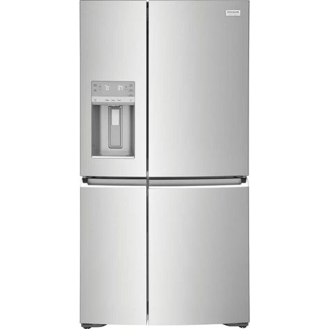 This Frigidaire four-door refrigerator offers the Custom-Flex Temp Zone, which converts from fridge to freezer, so you can store all your family favorites from yogurt to frozen pizza. It helps keep fruits Four Door Refrigerator, Best Counter Depth Refrigerator, Condo Style, Counter Depth Fridge, 4 Door Refrigerator, Old Refrigerator, Stainless Steel Fridge, Corner Kitchen, Frigidaire Gallery