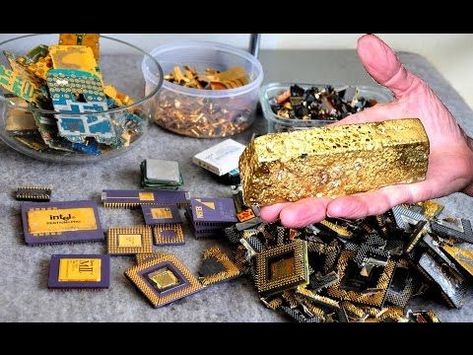 Gold Recycle from scrap components electronics. connectors Electronic circuit Boards computer parts. - YouTube Electronic Scrap, Copper Moonshine Still, Recycling Hacks, Computer Recycling, Computer Parts And Components, Electronic Circuit Board, Scrap Recycling, Scrap Gold, Melting Metal