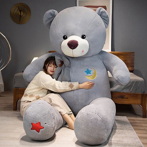 60-120cm Big Star Moon Teddy Bear Plush Toy Giant Stuffed Animals Birthday Valentines Day Gift Soft Grey Teddy Bear, Giant Stuffed Animals, Giant Plush, Big Teddy Bear, Giant Teddy Bear, Animals Birthday, Teddy Bear Toys, Eco Friendly Toys, Soft Pillow