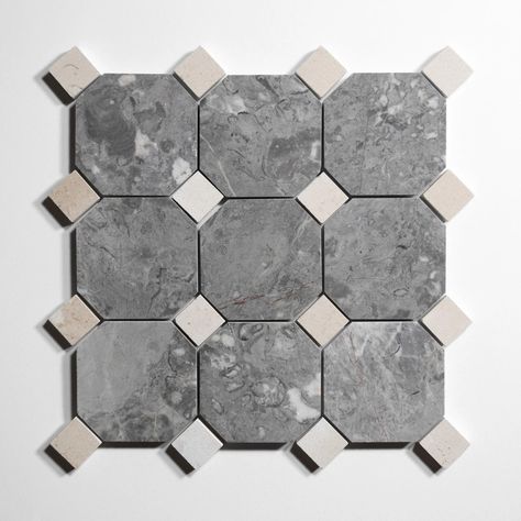 Shop Sage Gray 4" Octagon Tile | Burke Decor Quartz Veining, Pantry Tile, Octagon Tile, Winter Rug, Addition Ideas, Organic Aesthetic, Luxury Flooring, Gray Marble, Modern Tiles