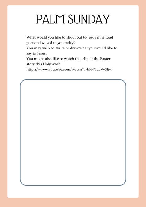 Palm Sunday Activity Sheet Palm Sunday Activities, Easter Story, Palm Sunday, Holy Week, Kids Church, Activity Sheets, Shout Out, Jesus, Writing