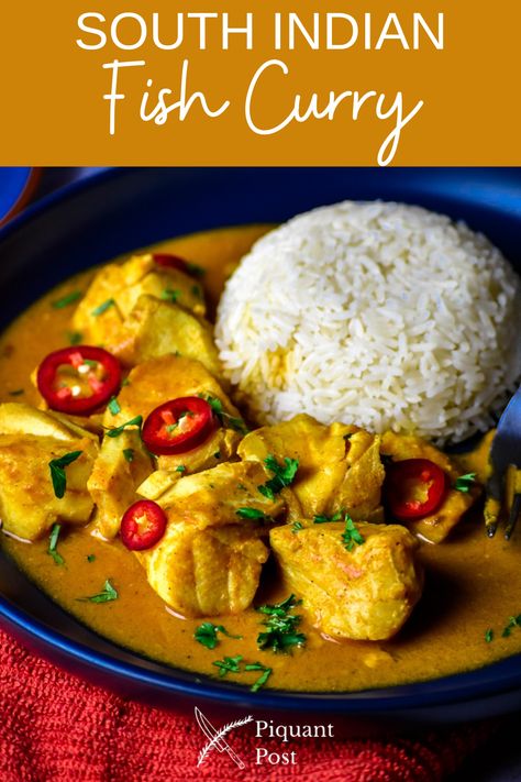 This recipe for a South Indian Fish Curry is packed with flavor, comforting and oh-so-satisfying. The term “curry” describes a dish with a golden hued and spiced sauce used to simmer meats, fish, vegetables and even plant-based proteins like tofu. Indian Fish Curry Recipe, South Indian Fish Curry, Indian Fish Curry, Fish Curry Indian, Fish Curry Recipe, Curry Recipes Indian, Eat Beef, Cooking White Rice, Easy Food Recipes