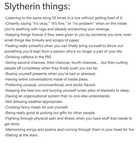 Slytherin things-So me!!! #SlytherinPride----- laughing cause this actually describes so really well Slytherin Description, Slytherin Things To Do, Slytherin Things To Say, Slytherin Queen, Slytherin Things, Slytherin Skittles, Aph England, Slytherin Pride, Slytherin House