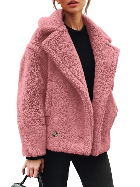 PRICES MAY VARY. 100% Polyester Imported Button closure Machine Wash SIZE TIPS: S=US 4-6, M=US 8-10, L=US 12-14, XL=US 16. Chunky Winter Coats For Women Made Of Durable And Cozy Fuzzy Fabric, Can Provide All The Warmth And Comfort You Need, This Fleece Jacket Women Will Have You Covered During The Cold Months FEATURES: Solid Color Fall Jackets For Women / Lapel Womens Winter Coats / Chic Sherpa Jacket Women / Winter Clothes For Women Faux Fur Coat / Open Front Jackets For Women Fashion Dressy / Sherpa Jacket Women, Fall Jackets For Women, Women Winter Clothes, Dressy Fall Outfits, Chic Winter Coat, Womens Winter Coats, Winter Coats For Women, Fleece Jacket Womens, Winter Knit Hats