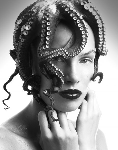 I would like you to meet my squid. Octopus Squid, Female Portraits, Kraken, Portfolio Website, Bob Marley, Face Art, Sea Creatures, Octopus, Halloween Face Makeup