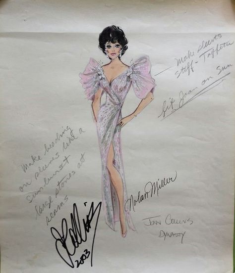 Alexis Colby, Dynasty Tv Show, Nolan Miller, Tv Soap, Fashion Illustration Sketches Dresses, Hooray For Hollywood, Joan Collins, Sketches Dresses, Geek Art