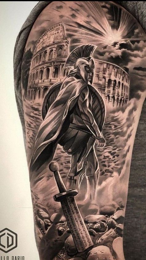 Gladiator 2000, Warrior Tattoo Sleeve, Greek God Tattoo, Roman Tattoo, Gladiator Tattoo, Imperiul Roman, Soldier Tattoo, Spartan Tattoo, Lion Tattoo Sleeves