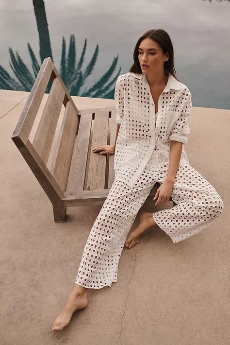 Honeymoon Outfits Ideas: Honeymoon Dresses & Clothes | Anthropologie Eyelet Pants, Honeymoon Wear, Vacation Swimsuit, Honeymoon Dress, Co Ords Outfits, Cropped Flare Pants, Honeymoon Outfits, Favorite Daughter, Kandy