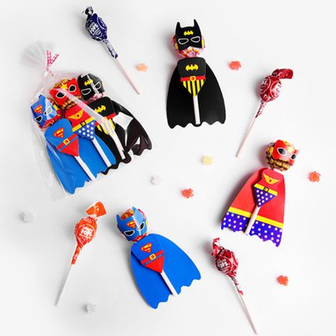 Superhero Lollipop, Superhero Candy, Superhero Party Favors, Lollipop Decorations, Candy Card, Candy Paper, Paper Bat, Bat Man, Anniversaire Harry Potter