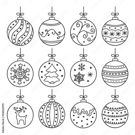 Ornament Outline, Ornament Drawing, Xmas Ornaments, Christmas Deco, Felt Crafts, Christmas Ornaments, Drawings, Christmas