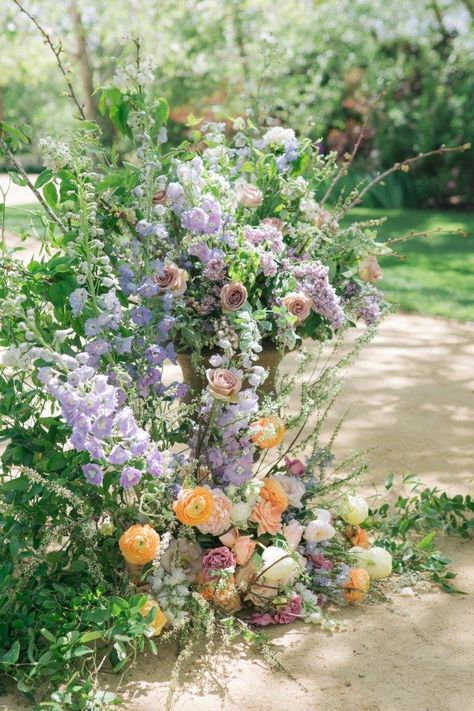 Orange Purple Wedding, Orange Bouquets, Orange Wedding Flowers, Floral Applique Dress, Soft Palette, Floral Installations, Sage Wedding, Purple Wedding Flowers, Santa Ynez