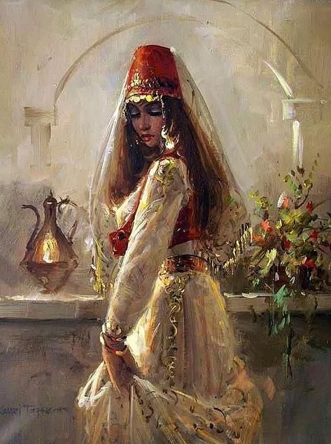 Turkey Culture, Arab Art, Turkish Dress, Turkish Culture, Cute Tumblr Pictures, Iranian Art, Turkish Art, Arab Women, Old Paintings