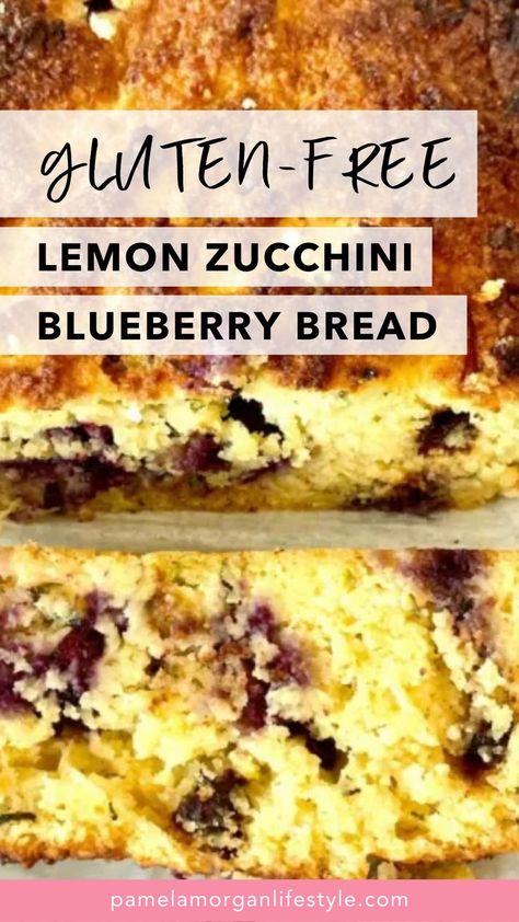 Low Carb Lemon Blueberry Zucchini Bread Recipe With Almond Flour, Gluten Free Blueberry Zucchini Bread, Gluten Free Lemon Zucchini Bread, Gluten Free Zucchini Bread Recipes, Zucchini Blueberry Bread, Lemon Zucchini Loaf, Gluten Free Lemon Cupcakes, Morning Snacks, Blueberry Zucchini Bread