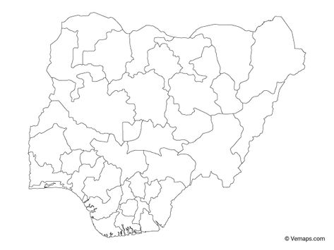 Outline Map of Nigeria with States Map Of Nigeria With States, Nigeria Drawing, History Of Nigeria, Map Of Nigeria, World Map Printable, Nigeria Flag, Themes For Mobile, Cambridge Igcse, Geography Worksheets