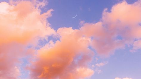 Download wallpaper 2560x1440 clouds, sky, porous, orange widescreen 16:9 hd background Pink Clouds, The Sky, Pastel, Moon, Wallpapers, Pink, Blue