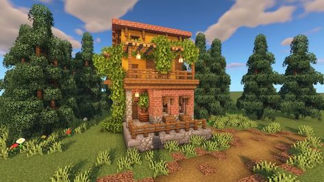 Simple Spanish/Tuscan House Minecraft Map Tuscan Minecraft House, Minecraft Green Terracotta House, Spanish Style Minecraft House, Minecraft Italy Village, Tuscan Minecraft, Spanish Minecraft House, Savana Minecraft House, Italian Village Minecraft, Minecraft Spanish Villa