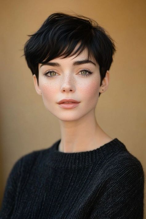 Short Haircuts Ideas, Brunette Pixie, Pixie Haircut Ideas, Deep Side Part, Longer Pixie Haircut, Pixie Cut Styles, Haircuts Ideas, Try On Hairstyles, Flat Hair