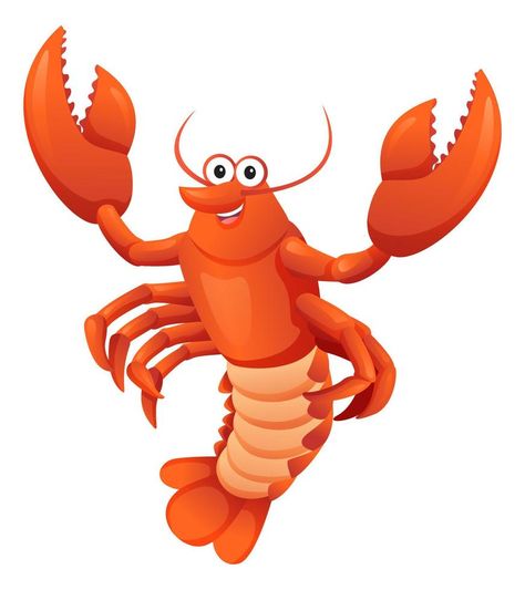 Cute lobster cartoon illustration isolated on white background Lobster Cartoon, Lobster Clipart, Cartoon Lobster, Lobster Illustration, Cute Lobster, Textiles Ideas, Water Animals, Children Book, Background Background