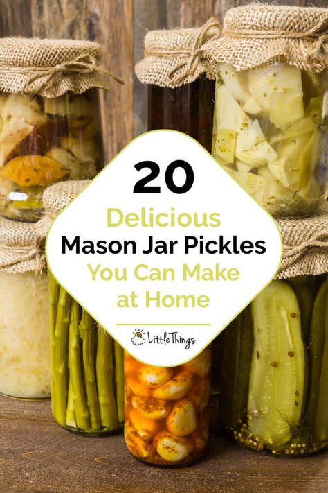 Delicious-Mason-Jar-Pickles-You-Can-Make-at-Home Jar Pickles, Mason Jar Pickles, Pickled Pears, Pickled Celery, Pickled Mango, Watermelon Pickles, Pickled Cherries, Pickled Green Beans, Pickled Asparagus