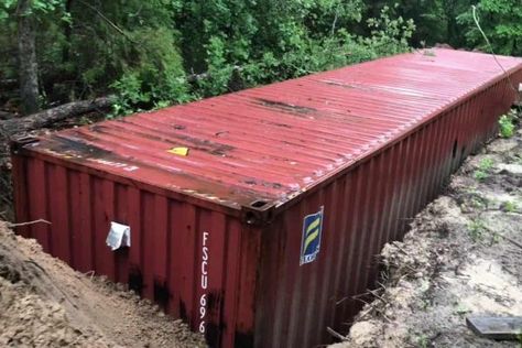 How to Reinforce Shipping Containers for Underground Use | Container Addict Diy Storm Shelter Cheap, Bunkers Underground, Diy Bunker, Prepper Bunker, Underground Bunker Plans, Diy Lake, Underground Storm Shelters, Bunker Ideas, Homestead Hacks