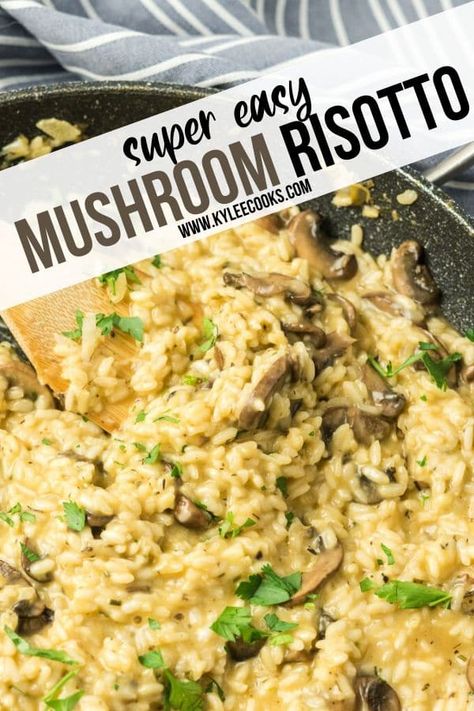 Creamy dreamy, herby and delicious, this mushroom risotto is perfect as a side, or even as a main dish! #risotto #rice #mushroom #side #vegetarian #kyleecooks Mushroom Broccoli Risotto, Sushi Rice Risotto, Rice Receipes, Cambodia Food, Rice Risotto, Best Risotto, Arancini Recipe, Mushroom Risotto Recipes, Resep Smoothie