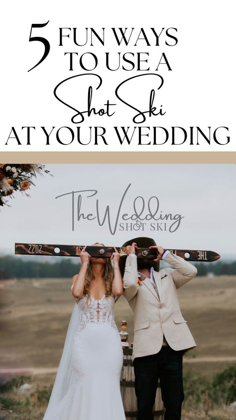 Bride and Groom getting married in Colorado. Taking a shot during their unity wedding ceremony. Shotski Wedding Guest Book, Ski Wedding Favors, Ski Wedding Theme, Shotski Wedding, Ski Wedding Ideas, Shot Ski, Ski Wedding, Wedding Shot, Fun Photos