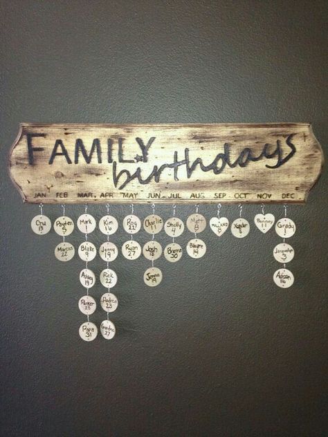 Family Birthdays Sign, Birthday Calendar Board, Family Birthday Calendar, Koti Diy, Hantverk Diy, Apartment Decoration, Diy Pantry, Diy Casa, Birthday Calendar