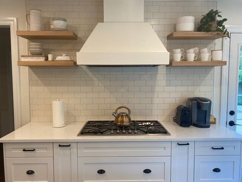 White Oak Floating Shelves, Custom Shelves, Kitchen Floating Shelves, Oak Floating Shelves, Floating Shelves Kitchen, Good Wood, Live Edge Coffee Table, Kitchen Hoods, Wood Floating Shelves