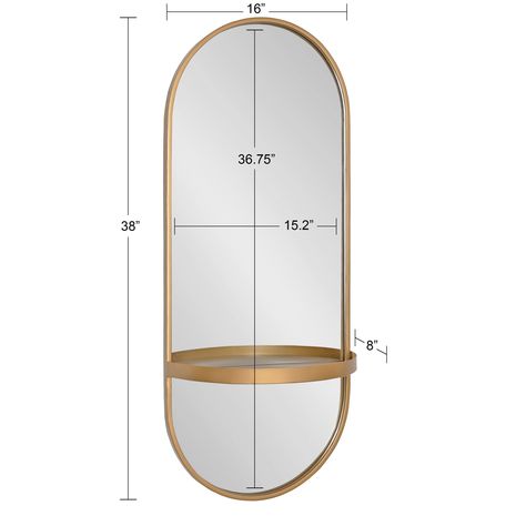 Kate and Laurel Estero Metal Oval Wall Mirror with Shelf - Bed Bath & Beyond - 25897131 Circle Shelf, Metal Wall Mirror, Wall Mirror With Shelf, Keyhole Hanger, Salon Interior Design, Mirror Shapes, Oval Wall Mirror, Mirror With Shelf, Accent Mirror