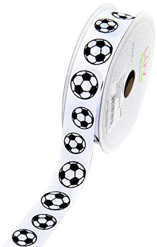 Amazon.com: LUV RIBBONS GSO0708-SOC Grosgrain 7/8-Inch Sports Ribbon, 10-Yard, Soccer Soccer Ribbon, Hair Bow Ribbon, Sport Craft, Spring T Shirts, Soccer Party, Bow Ribbon, Ribbon Hair Bows, Soccer Balls, How To Make Ribbon