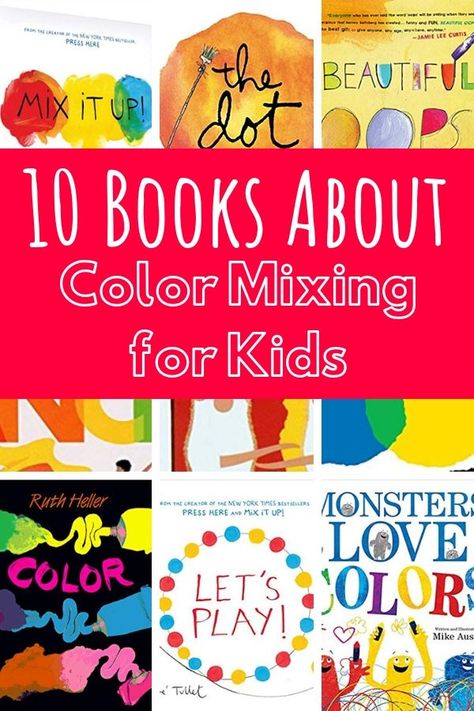 Books About Colors Preschool, Kindergarten Color Mixing Art Lesson, Color Books Preschool, Mixing Colors Preschool Activities, Color Books For Preschool, Colour Mixing Activities Preschool, Mixing Colors Preschool, Color Mixing Activities Preschool, Color Mixing Preschool