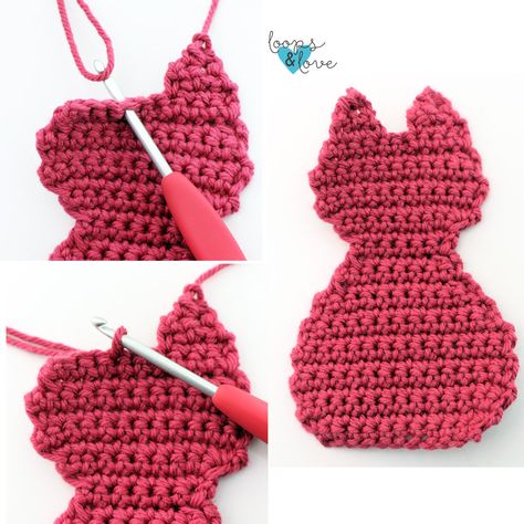 Ragdoll Cat Ornament - Free Crochet Pattern Loops & Love Crochet Crochet Heart Cat Pattern Free, Crochet Rag Doll Cat Pattern Free, Crochet Pocket Toys Free Pattern, Crochet Cat Christmas Ornament, Crochet Cat Projects, Crochet Cat Ornament, Crochet Flat Animals, Crochet Cat Toys Free Pattern, Crochet Cat Face