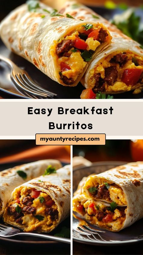 Enjoy the convenience of our Ultimate Easy Breakfast Burritos Recipe! These hearty burritos are filled with scrambled eggs, cheese, and your choice of bacon or veggies, wrapped in a soft tortilla. Perfect for breakfast on the go, they can be made in advance and reheated when needed. Pair them with fresh avocado or your favorite salsa for a delicious start to your day. Easy to make and deliciously satisfying! Scrambled Egg Wrap Breakfast Burritos, Breakfast Burritos For A Large Crowd, Chorizo Sweet Potato Breakfast Burrito, Bacon Burrito Breakfast, Breakfast Burritos On Blackstone, Easy Breakfast Burritos For A Crowd, Slow Cooker Breakfast Burritos, Simple Breakfast Burrito Recipe, Breakfast Tacos Easy