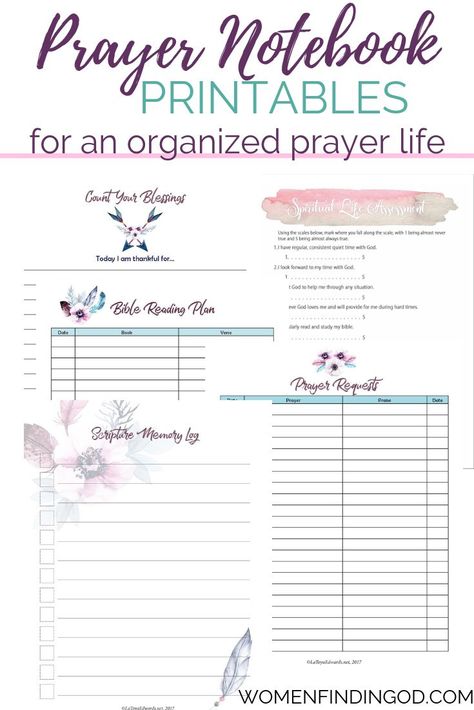 Are you looking for a way to organize your prayer life? These free prayer notebook printables will help you create your own prayer notebook or journal. Download your free printables now! Just enter your name and email address. Pray Journal, Prayer Binder Ideas, Notebook Printables, Diy Prayer Journal, Printable Organizer, Prayer Journal Template, Diy Lotions, Prayer Notebook, Prayer Journal Printable