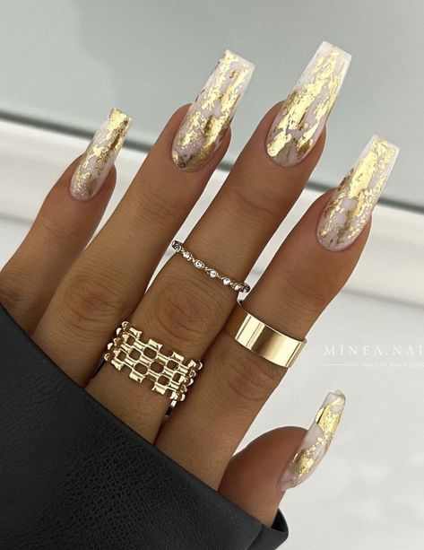 Beyonce Nails Inspiration, Rainbow Chrome Nails, Gold Summer Nails, Nail Ideas Summer, Nye Nails, White Coffin Nails, 2023 Nails, Unghie Nail Art, Salon Nails