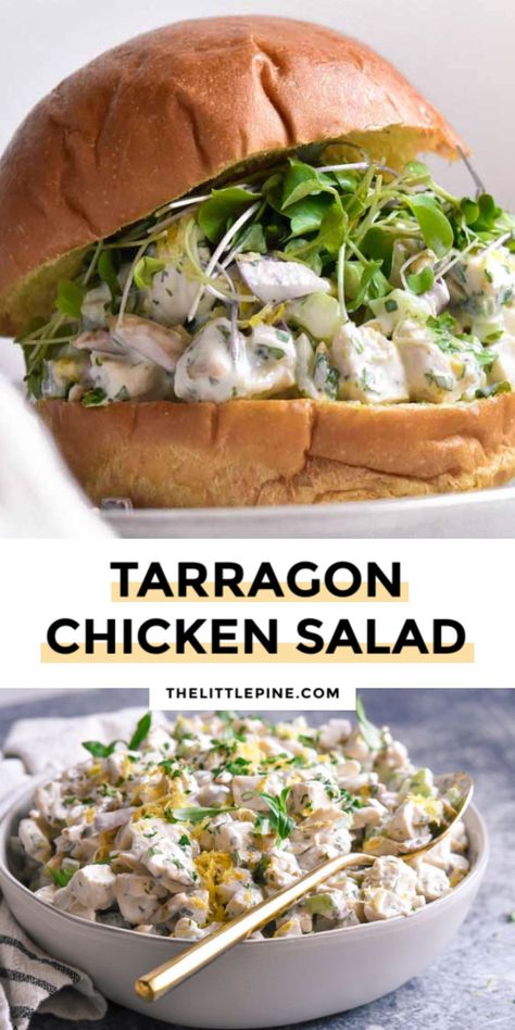 Lemon Tarragon Chicken, Herb Ideas, Salad Low Carb, Tarragon Recipes, Tarragon Chicken Salad, Low Carb Chicken Salad, Chicken Salad Sandwiches, Greek Yogurt Chicken Salad, Yogurt Chicken Salad