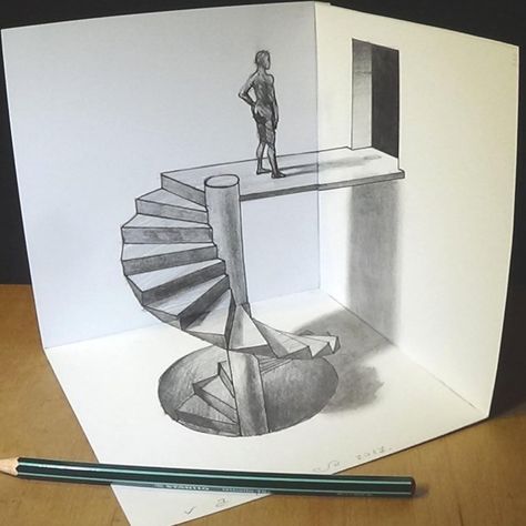 spiral stairs 3d drawing 3d Pencil Art, How To Draw Stairs, Easy Pencil Drawings, Drawing Heart, 3d Pencil Drawings, Kristina Webb, Easy Drawing Steps, Drawing Eyes, 3d Art Drawing