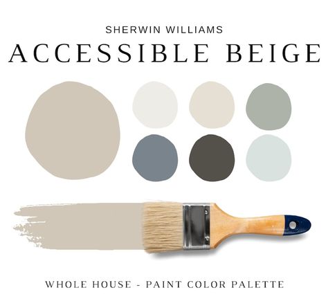 Accesible Beige Coordinating Colors, Beige Paint Colors For Living Room, Accessible Beige Color Palette, Accessible Beige Kitchen Cabinets, Mushroom Color Paint, Accessible Beige Cabinets, Accessible Beige Sherwin Williams, Sherwin Williams Accessible Beige, Paint Sheen Guide